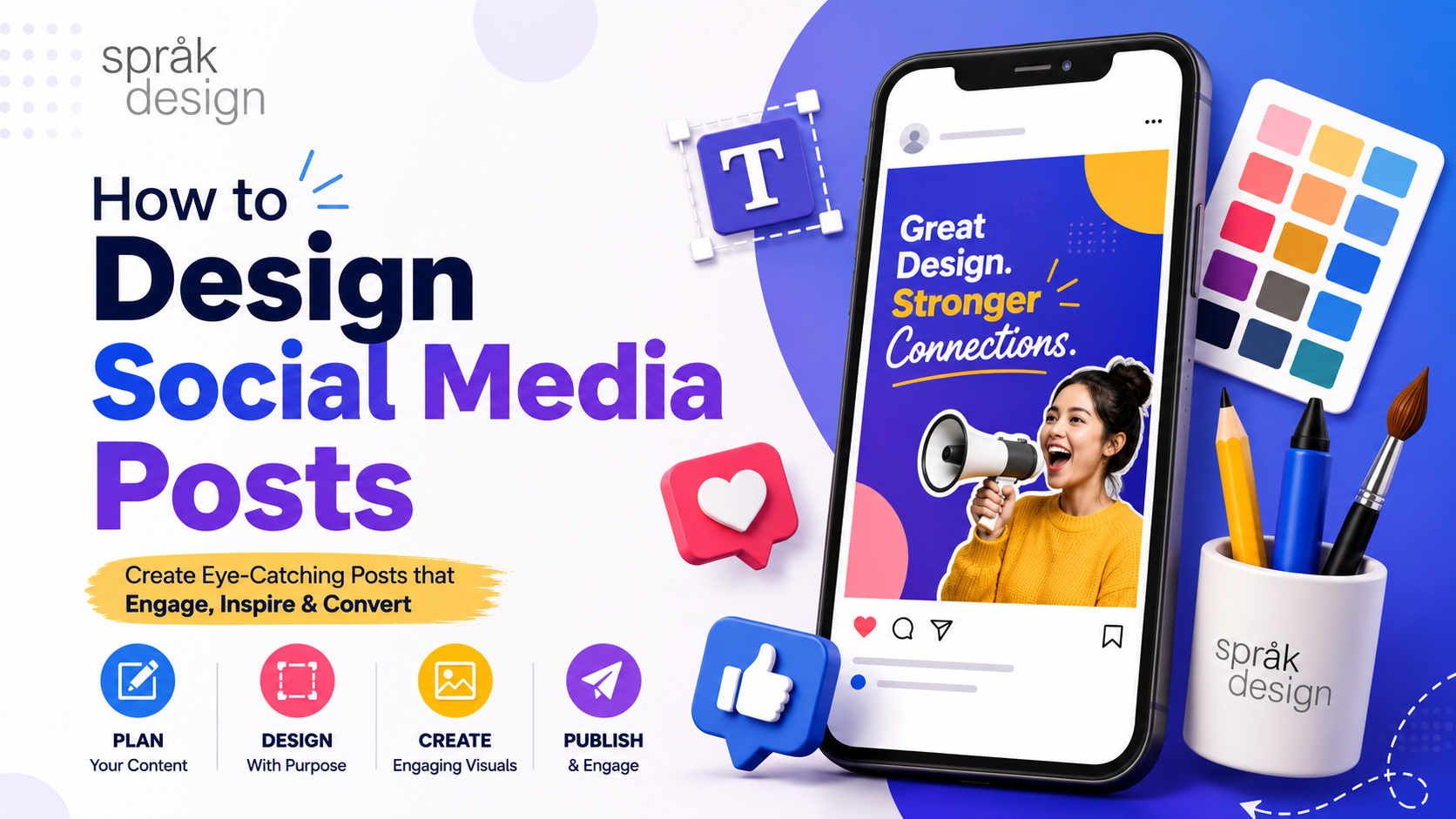 Learn how to design engaging social media posts with effective layouts, visuals, and creative design techniques.